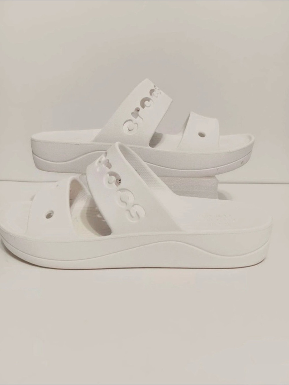 CROCS White Dual-Strap Platform Sandals
